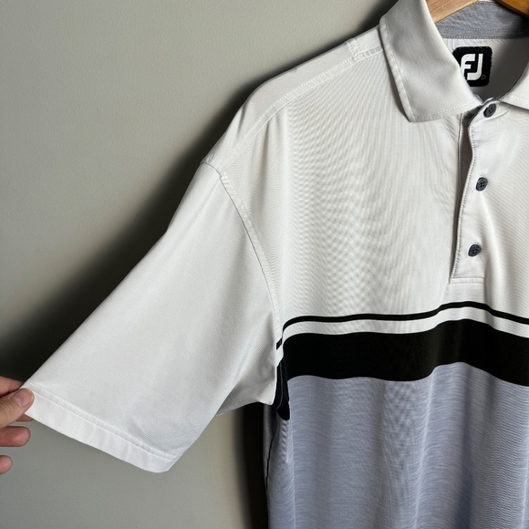 FootJoy FJ Men's Gray/White Performance Short‎ Sleeve Golf Polo Shirt Size Large - Picture 2 of 13